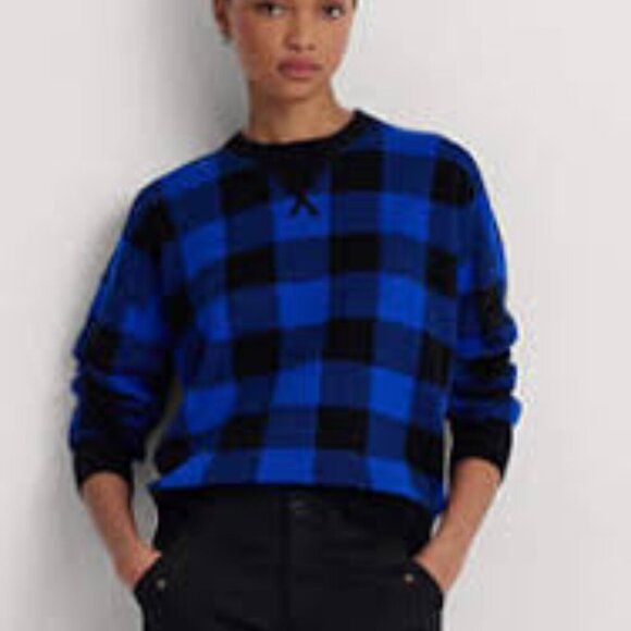 Lauren Ralph Lauren Sweaters - ✅ Lauren Ralph Lauren Women's Buffalo Check Cotton-Blend Sweater SIZE MEDIUM
